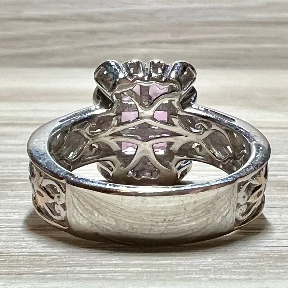 Gems En Vogue Sterling Silver 1.05ctw Pink Sapphire Cluster Ring, Size 8, 6g - Picture 4 of 10